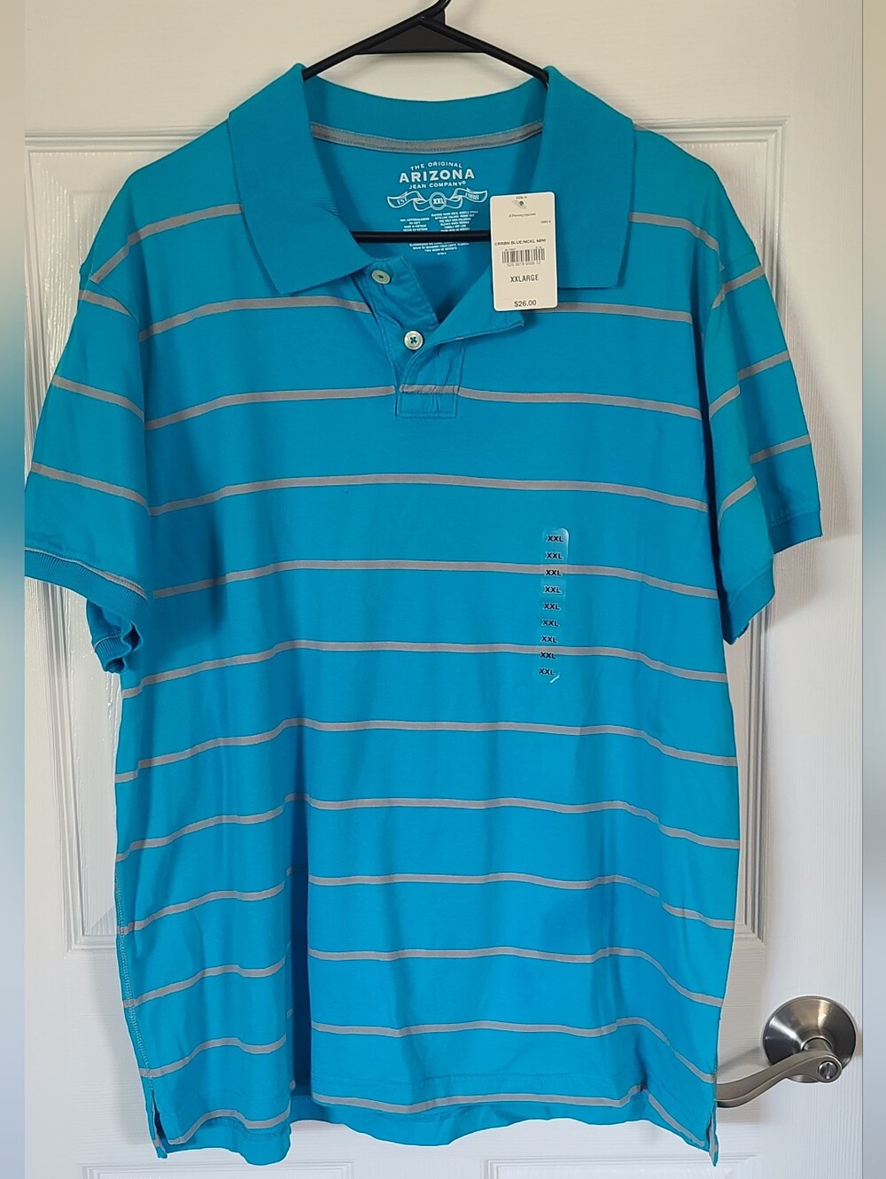 Arizona Jean Company Men's Teal Stripe Polo